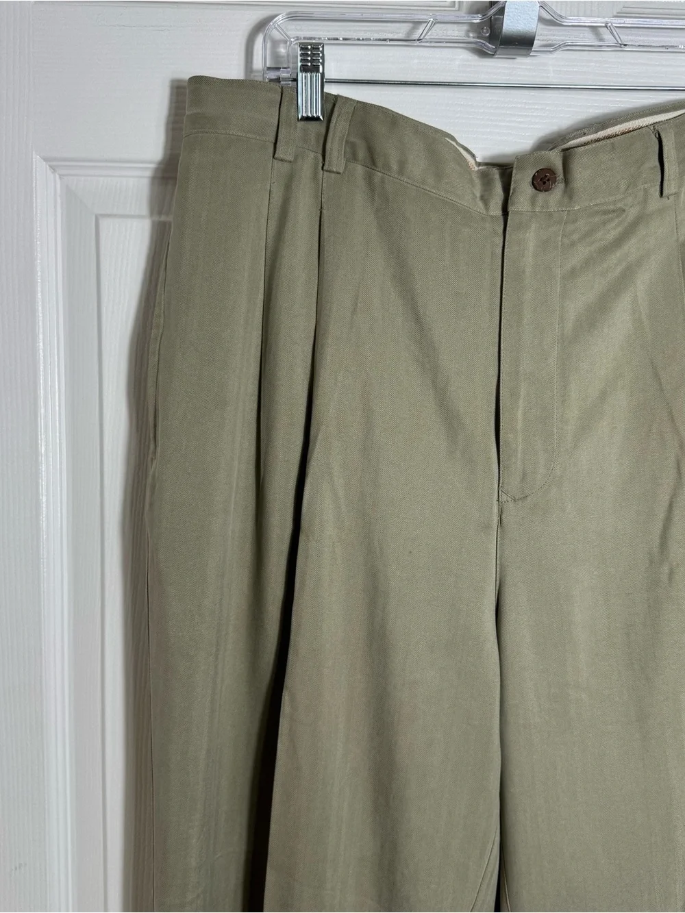 Tommy Bahama 100% Silk Pleated Dress Pants Tan Green Men's 38x28